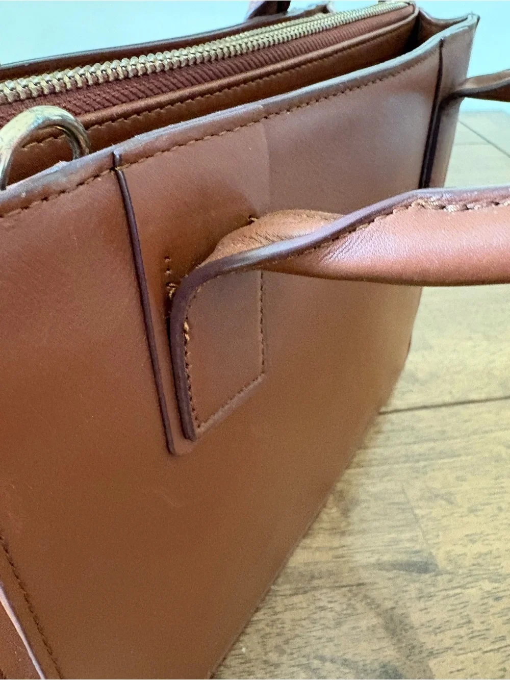 Nordstrom Brown Leather Structured Satchel